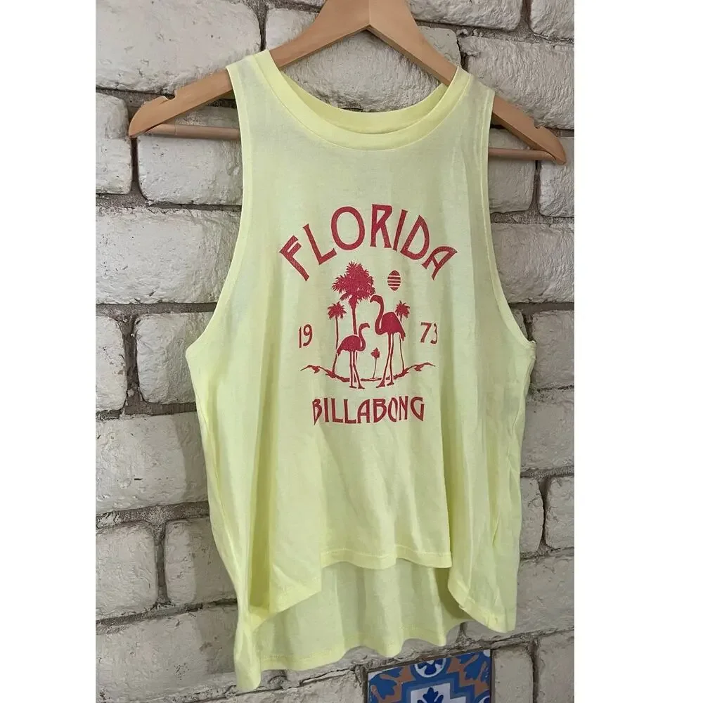 Billabong Florida 1973 Graphic Tank Top -‎ Pale Yellow - Size XS